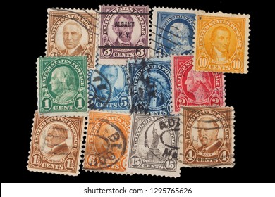 UNITED STATES - CIRCA 1920s: Pile Of Vintage US Postage Stamps.