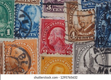 UNITED STATES - CIRCA 1920s: Pile Of Vintage US Postage Stamps.