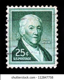 UNITED STATES - CIRCA 1954: A stamp printed in the United States, shows Paul Revere (1734-1818) was an American silversmith, industrialist, patriot in the American Revolution, circa 1954