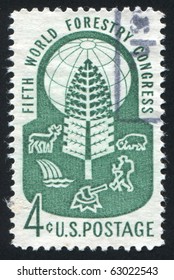 UNITED STATES - CIRCA 1960: Stamp Printed By United States, Shows 5th World Forestry Congress Seal, Circa 1960