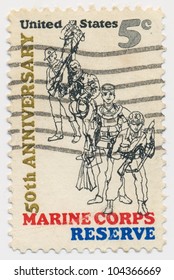 UNITED STATES - CIRCA 1966: A Stamp Printed In The United States, Shows US Marine Corps Reserve, Circa 1966