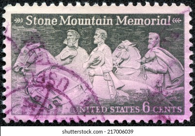 UNITED STATES - CIRCA 1970: Stamp Printed By Umited States, Shows Stone Mountain Confederate Memorial, Featuring Robert E. Lee, Jefferson Davis And Stonewall Jackson, Circa 1970