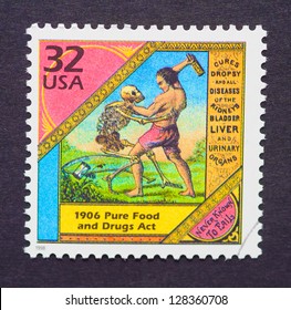 UNITED STATES Ã¢Â?Â? CIRCA 1998: A Postage Stamp Printed In USA Showing An Image Of The Pure Food And Drug Act, Circa 1998.