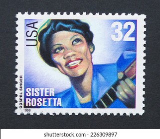 UNITED STATES - CIRCA 1998: A Postage Stamp Printed In USA Showing An Image Of Singer Sister Rosetta Tharpe, Circa 1998. 