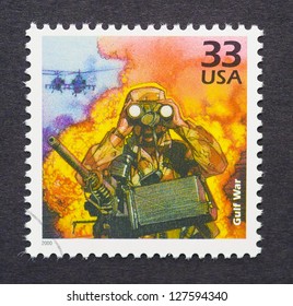 UNITED STATES - CIRCA 2000: A Postage Stamp Printed In USA Showing An Image Of A Gulf War Soldier, Circa 2000.