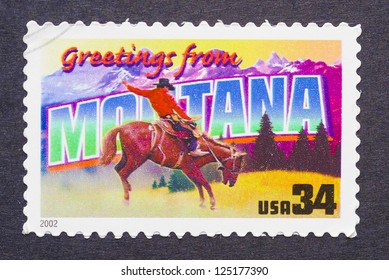 UNITED STATES - CIRCA 2002: a postage stamp printed in USA showing an image of the Montana state, circa 2002.