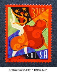 UNITED STATES  CIRCA 2005: postage stamp printed in USA showing an image of salsa dancers, circa 2005.