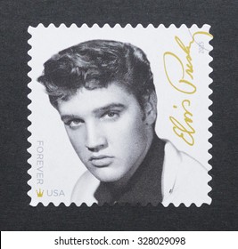 UNITED STATES - CIRCA 2015: postage stamp printed in USA showing an image of Elvis Presley, circa 2015. 