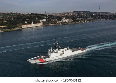 United States Coast Guard vessel transits Istanbul Strait towards the Black Sea, April 2021in Turkey