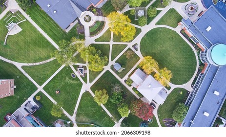 United States College Campus Aerial Of Green Grounds