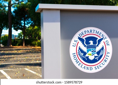 United States Department Of Homeland Security DHS Seal Located Near USCIS Field Office - San Jose, California, USA - 2019