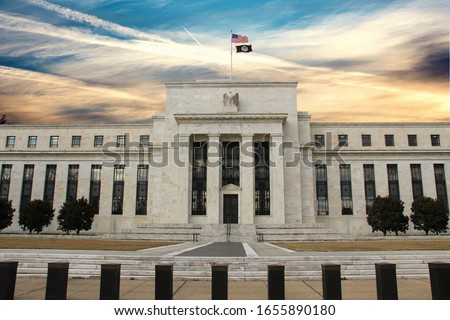 United States Federal Reserve Bank building on Constitution Avenue. WASHINGTON, DC, USA  Imagine de stoc © 