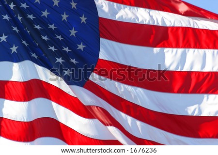 United States flag flapping in the wind