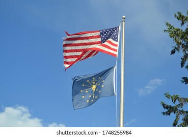 United States Flag And Marion County, Indiana Flag