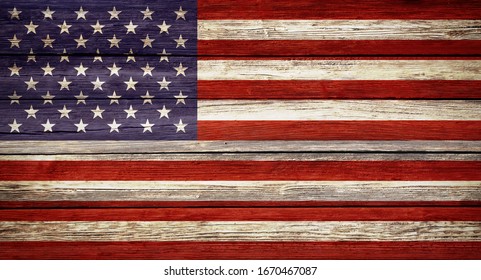 United States flag wooden plank background - Shutterstock ID 1670467087