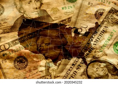 United States Map And Dollars