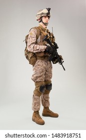 United States Marine Corps Special Operations Command  Raider With Weapon. Studio Shot 