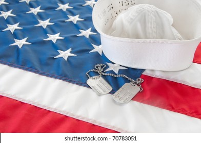 United States Navy Hat And Dog Tags