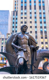 United States, New York City - September 14, 2019: Statue In Rockefeller Center, In Midtown Manhattan, Commissioned By The Rockefeller Family.