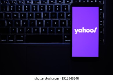 United States, New York, Saturday, September 28, 2019. Iphone 11 pro with the new yahoo logo.