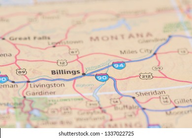 United States Road Map Billings, Montana