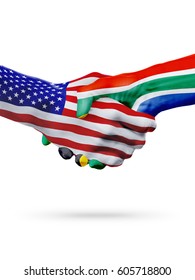 United States And South Africa Flags Concept Cooperation, Business, Sports Competition