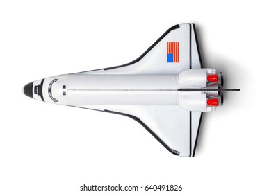 United States Space Shuttle  Top View Isolated On White Background.