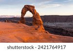 United States. Utah. Arches National Park. Delicate Arch.Delicate Arch is a 65 ft (20 m) tall natural arch. It is the most widely-recognized landmark in Arches National Park.