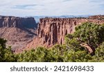 United States. Utah. Canyonlands National Park. "Isle in the Sky" mesa: overlook from Grand View Point. 
