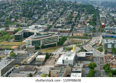 UNITED STATES, WA, SEATTLE - MAY 21, 2018: View Of City And Bill & Melinda Gates Foundation