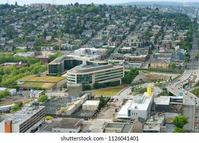 UNITED STATES, WA, SEATTLE - MAY 21, 2018: Urban View And Bill & Melinda Gates Foundation