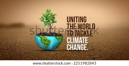 Uniting the world to tackle climate
change. UN climate change conference green concept.
