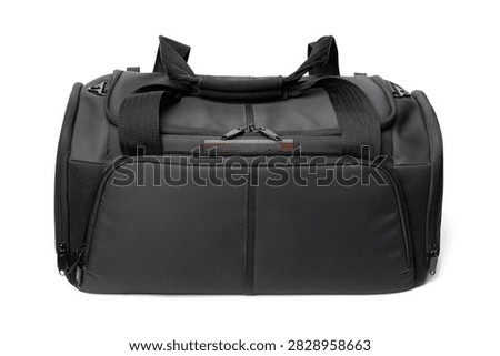 A universal black camera bag with padding and multiple pockets. Perfect for product advertising, lifestyle photography, and camera equipment storage concepts.	
