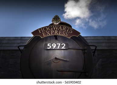 UNIVERSAL CITY, CA, USA December 26: the Hogwarts Express Train at Wizardly World of Harry Potter at Islands of Adventure, Universal Studios in Hollywood, CA, USA December 26, 2016