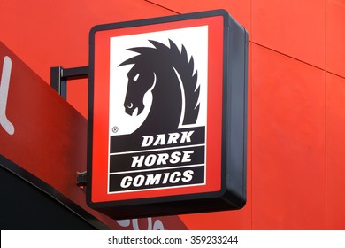 UNIVERSAL CITY, CA/USA DECEMBER 22, 2015: Dark Horse Comics retail store and sign. Dark Horse Comics is an American comic book and manga publisher.