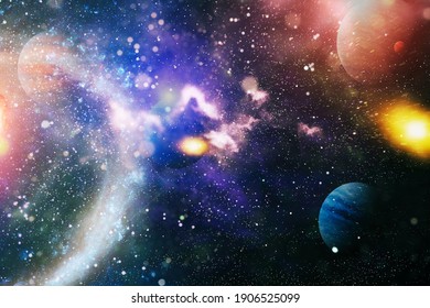 Universe filled with stars, nebula and galaxy . Science fiction art. Elements of this image furnished by NASA.