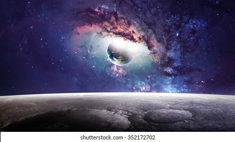 Universe Scene With Planets, Stars And Galaxies In Outer Space Showing The Beauty Of Space Exploration. Elements Furnished By NASA