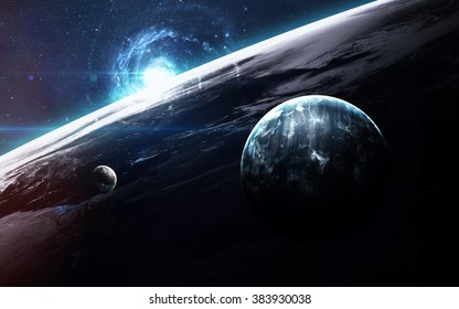 Universe Scene With Planets, Stars And Galaxies In Outer Space Showing The Beauty Of Space Exploration. Elements Furnished By NASA