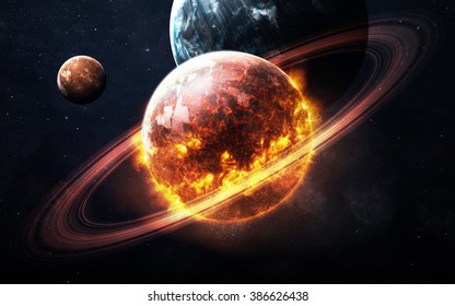 Universe Scene With Planets, Stars And Galaxies In Outer Space Showing The Beauty Of Space Exploration. Elements Furnished By NASA