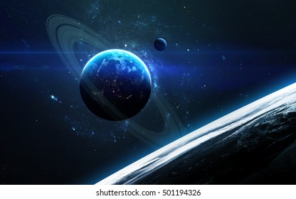 Universe Scene With Planets, Stars And Galaxies In Outer Space Showing The Beauty Of Space Exploration. Elements Furnished By NASA