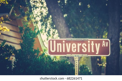 University Ave Street Sign At Liberal Arts College