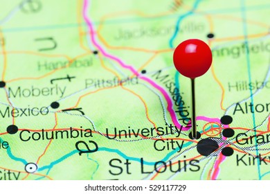 University City Pinned On A Map Of Missouri, USA
