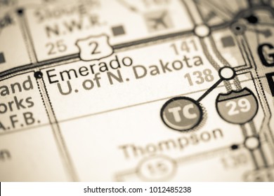 University Of North Dakota. North Dakota. USA On A Map.