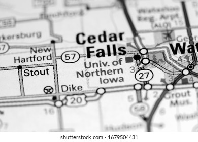 University Of Northern Iowa. Iowa. USA On A Map