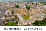 University of Oxford with Radcliffe Camera and St Mary the Vrigin church from above - travel photography