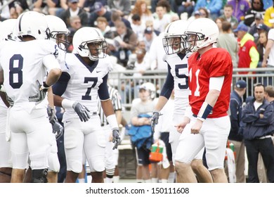 UNIVERSITY PARK, PA - APRIL 24: Penn State Quarterback Matt McGloin Talks To The Team In The Huddle At Beaver Stadium April 24, 2010 In University Park, PA 