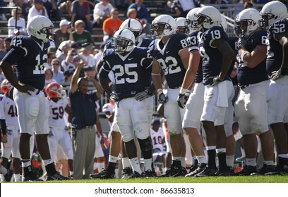 UNIVERSITY PARK, PA - OCT 9: Penn State Quarterback Kevin Newsome Calls The Play In The Huddle During A Game With Illinois At Beaver Stadium On October 9, 2010 In University Park, PA