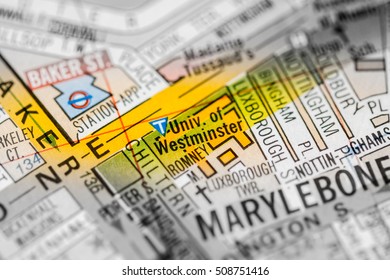 University Of Westminster. London, UK Map.