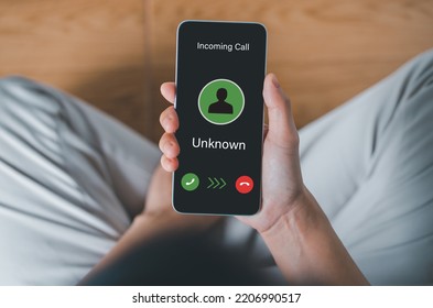 Unknown Caller, Scammer Or Stranger.Scam On Phone And Online.