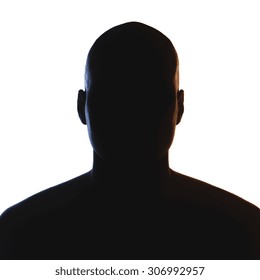 Unknown Male Person Silhouette. Back Lit Studio Isolated